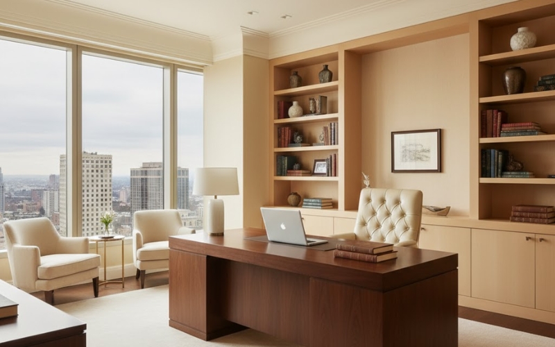 Ghế màu kem trong phòng lãnh đạo