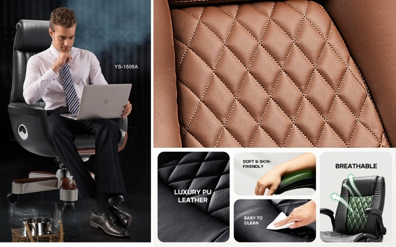 Ghế da thật biểu trưng cho phong cách lãnh đạo mạnh mẽ 