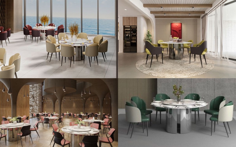 Bàn ăn mặt đá ceramic màu trắng tinh tế BA09T - D15