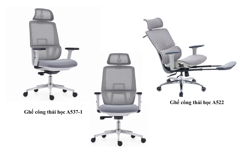 Ghế lưới màu ghi chuẩn công thái học