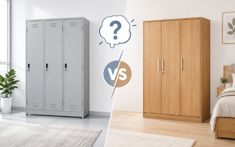 So sánh tủ sắt đựng quần áo và tủ gỗ đựng quần áo
