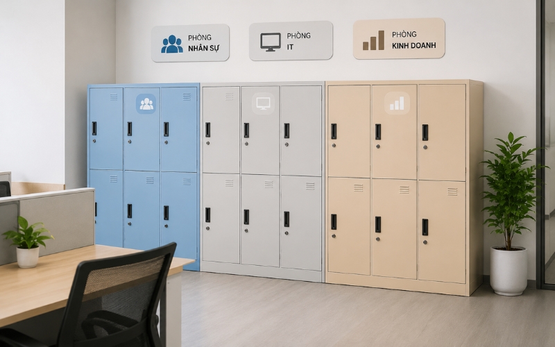 Phân chia tủ locker cho từng bộ phận