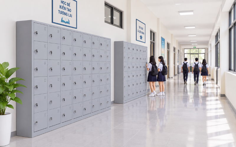 Tủ 24 ngăn được ưa chuộng tại trường học thuận tiện cho các em học sinh cất giữ đồ