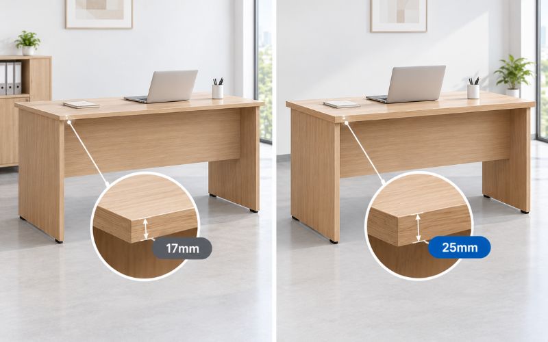 Độ dày tiêu chuẩn của bàn gỗ MDF hiện nay
